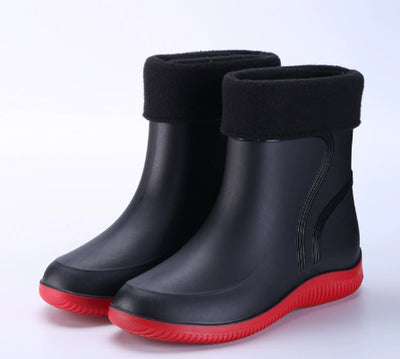 Men's Rain Mid-top Rain Boots Waterproof Non-slip Kitchen Glue Car Wash Work Shoes