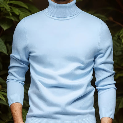 Men's Solid Color Versatile Soft Viscose Turtleneck Sweater