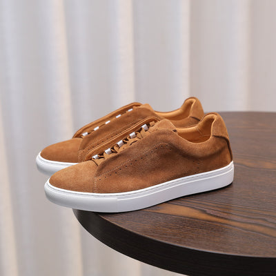 Men's Suede Genuine Leather Versatile Trendy Shoes Black Sports
