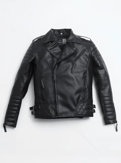 Black Quilted Faux Leather Jacket