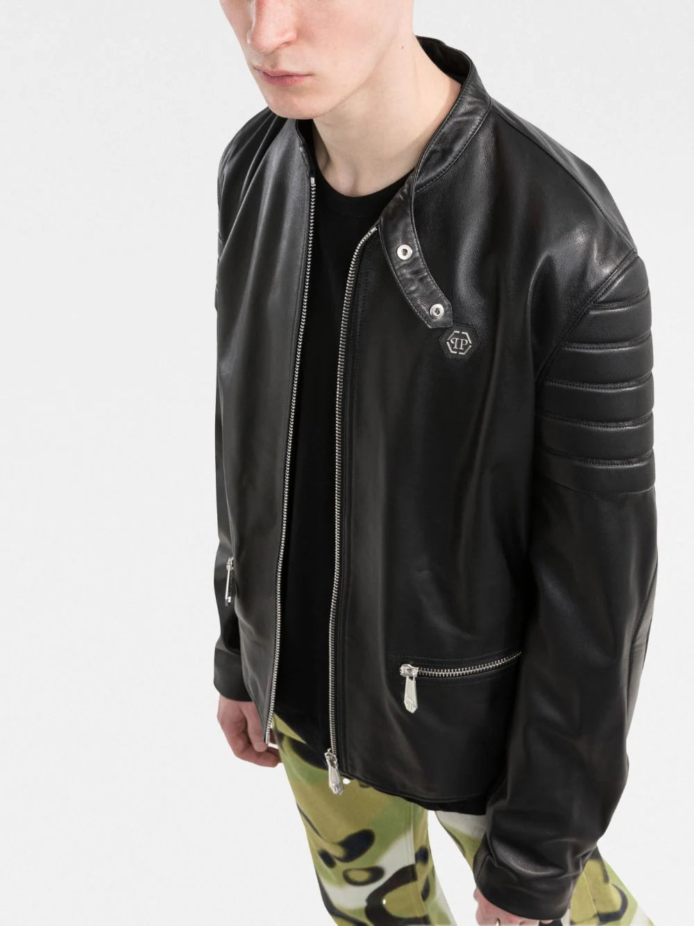 Doberman-print moto jacket