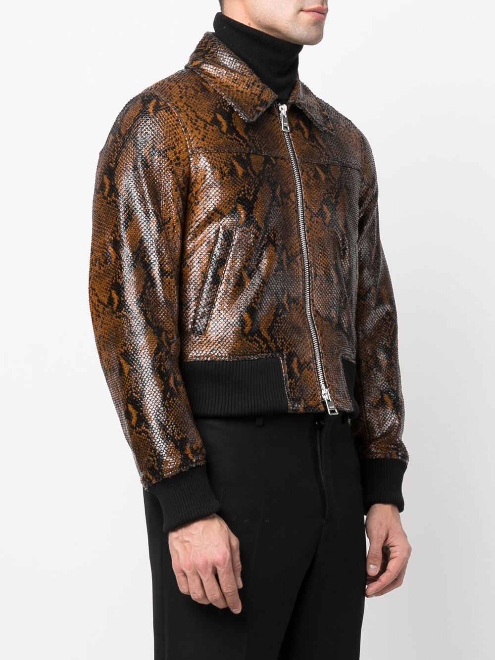 snakeskin effect zip-up jacket