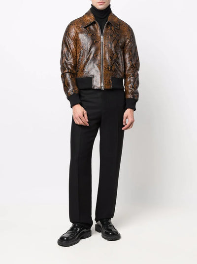snakeskin effect zip-up jacket