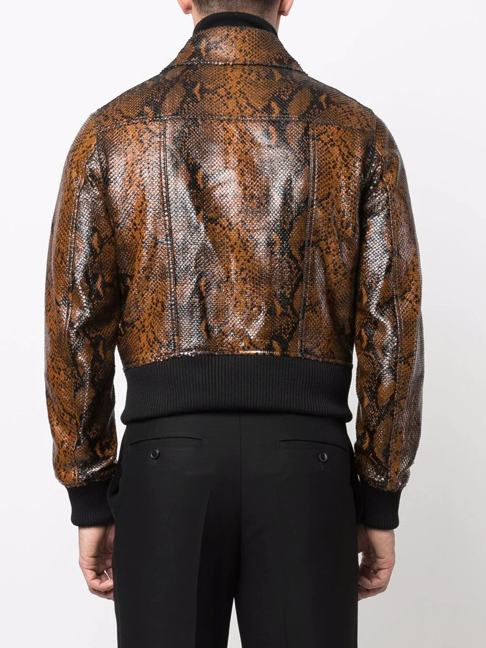 snakeskin effect zip-up jacket