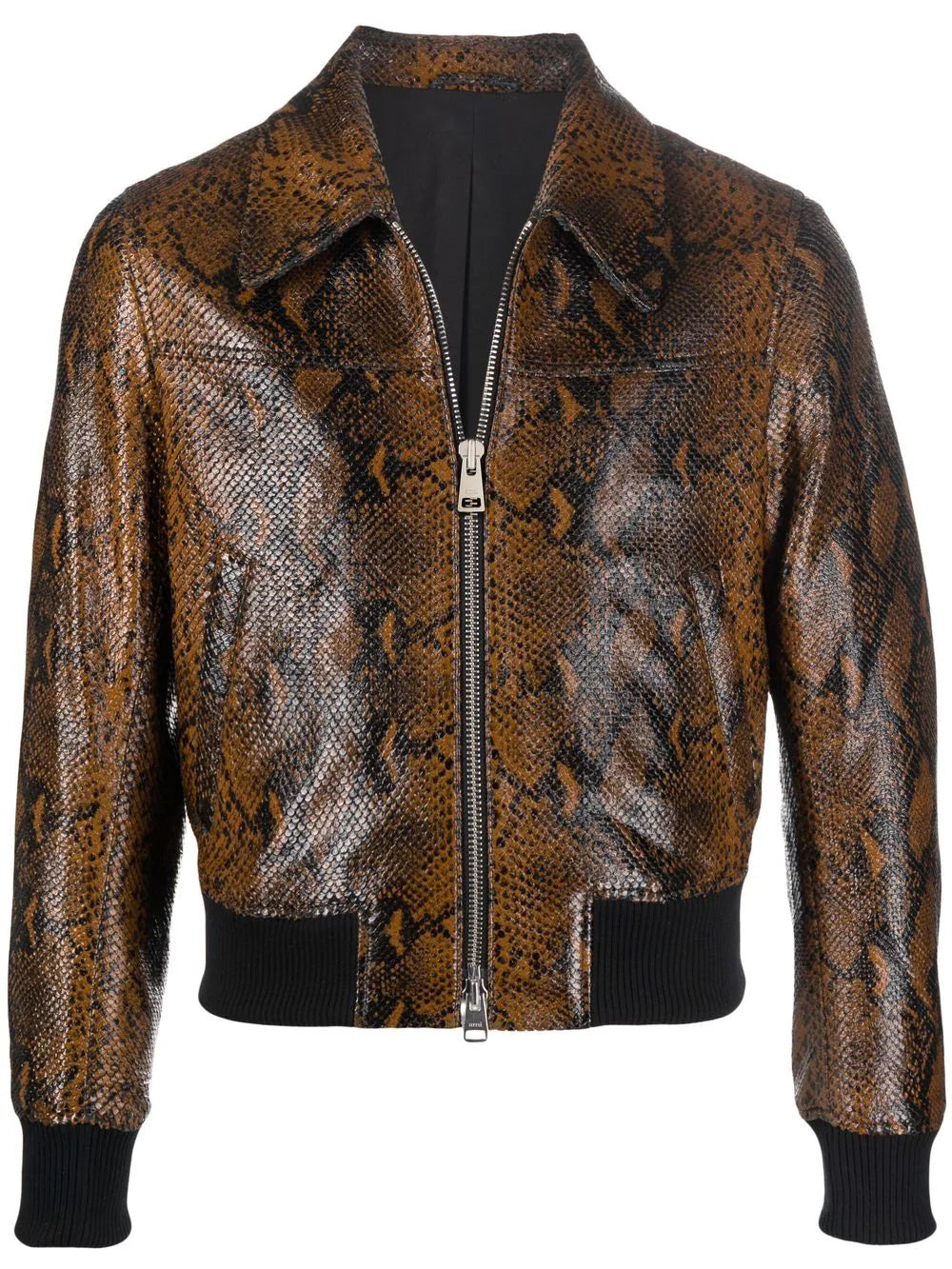 snakeskin effect zip-up jacket