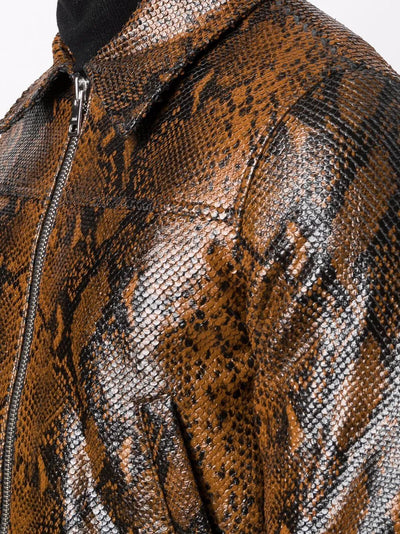 snakeskin effect zip-up jacket