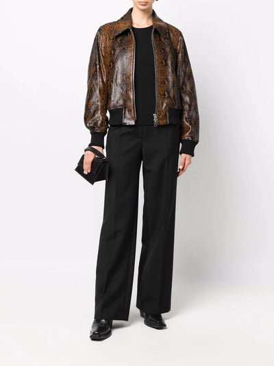 snakeskin effect zip-up jacket