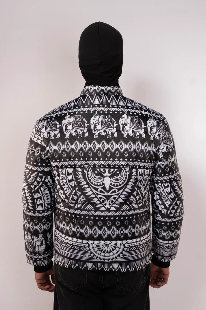 Tribal Owl Puffer Jacket