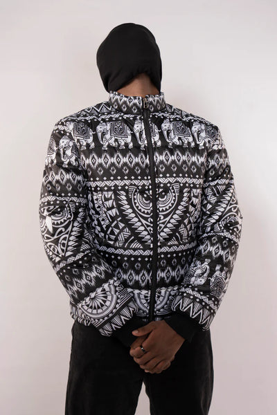 Tribal Owl Puffer Jacket