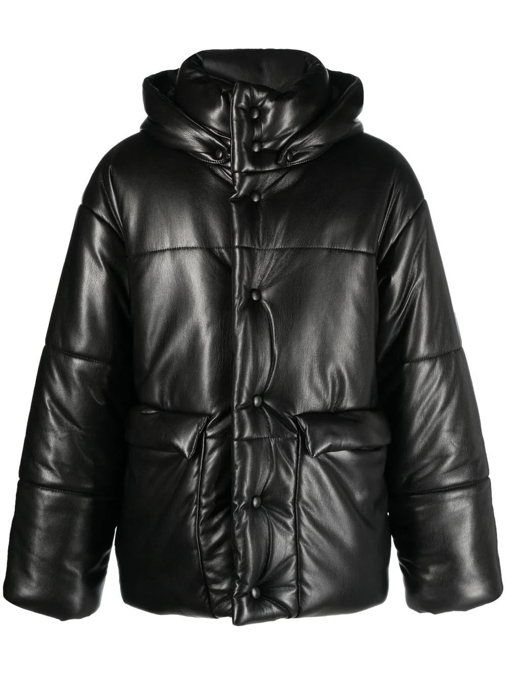 Hide faux-leather puffer jacket
