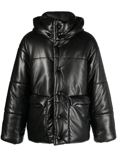 Hide faux-leather puffer jacket