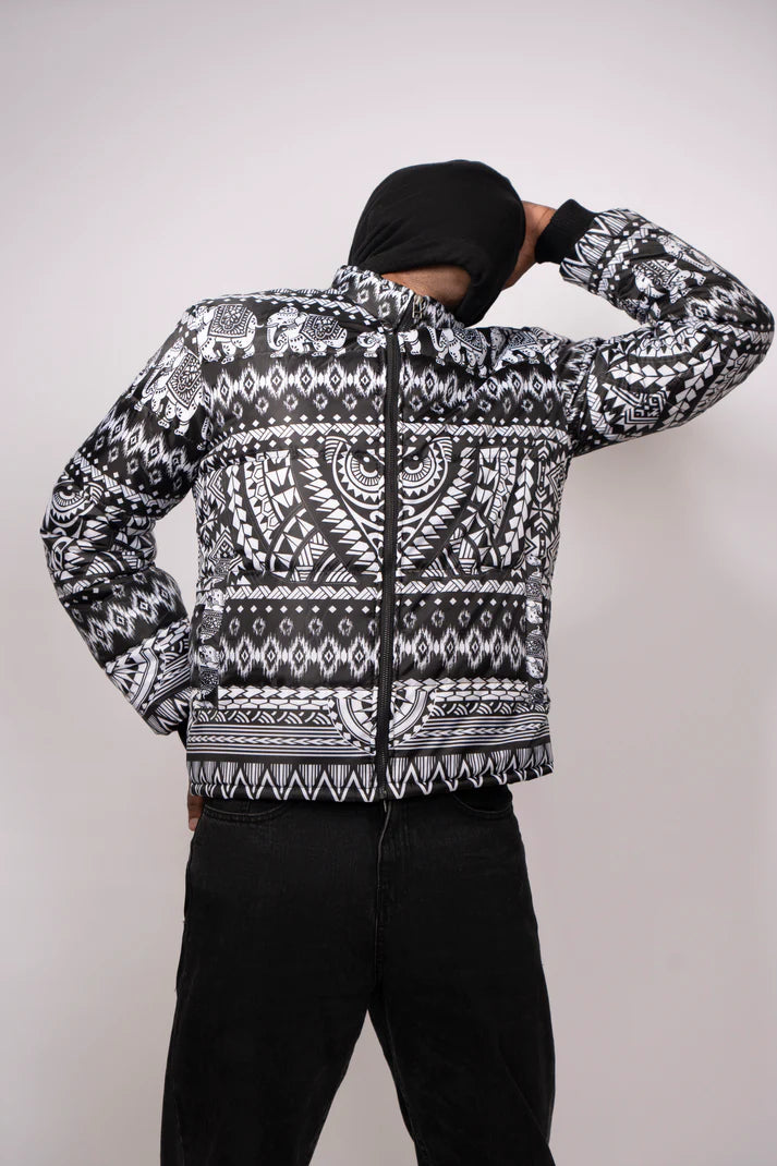 Tribal Owl Puffer Jacket