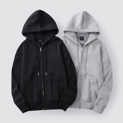 Men's Autumn And Winter Fleece Lined Padded Warm Keeping Zipper Cardigan Casual Sweatshirt