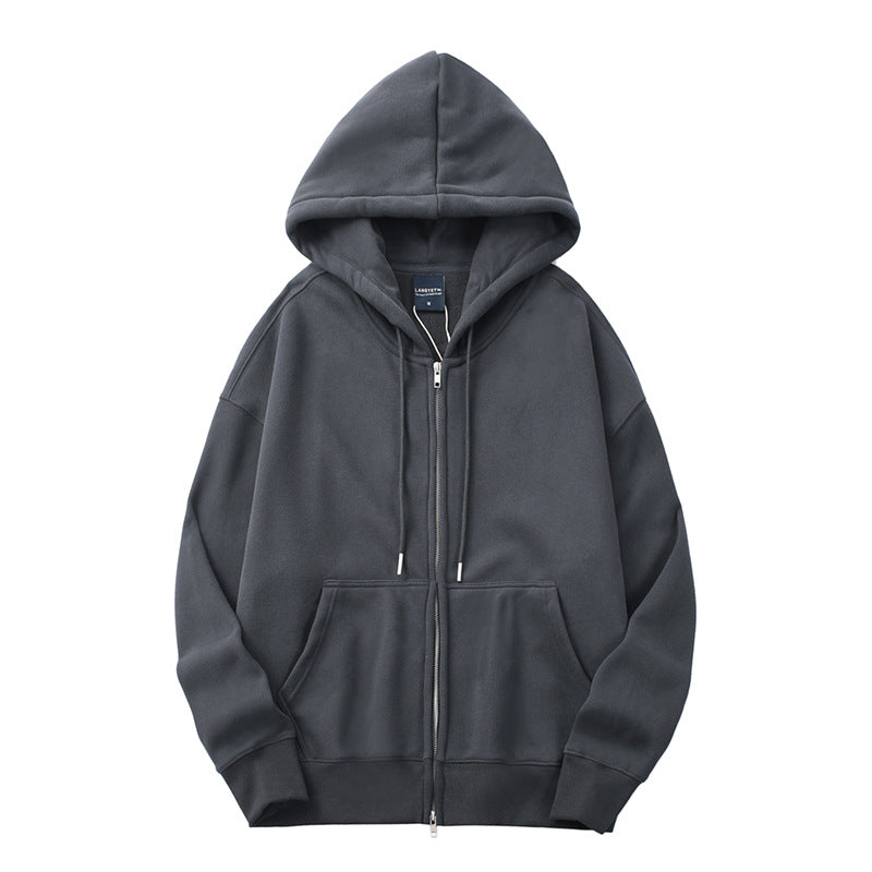 Men's Autumn And Winter Fleece Lined Padded Warm Keeping Zipper Cardigan Casual Sweatshirt