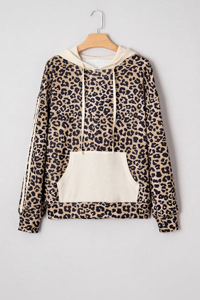 Women's Loose Retro Leopard Print Hooded Sweatshirt