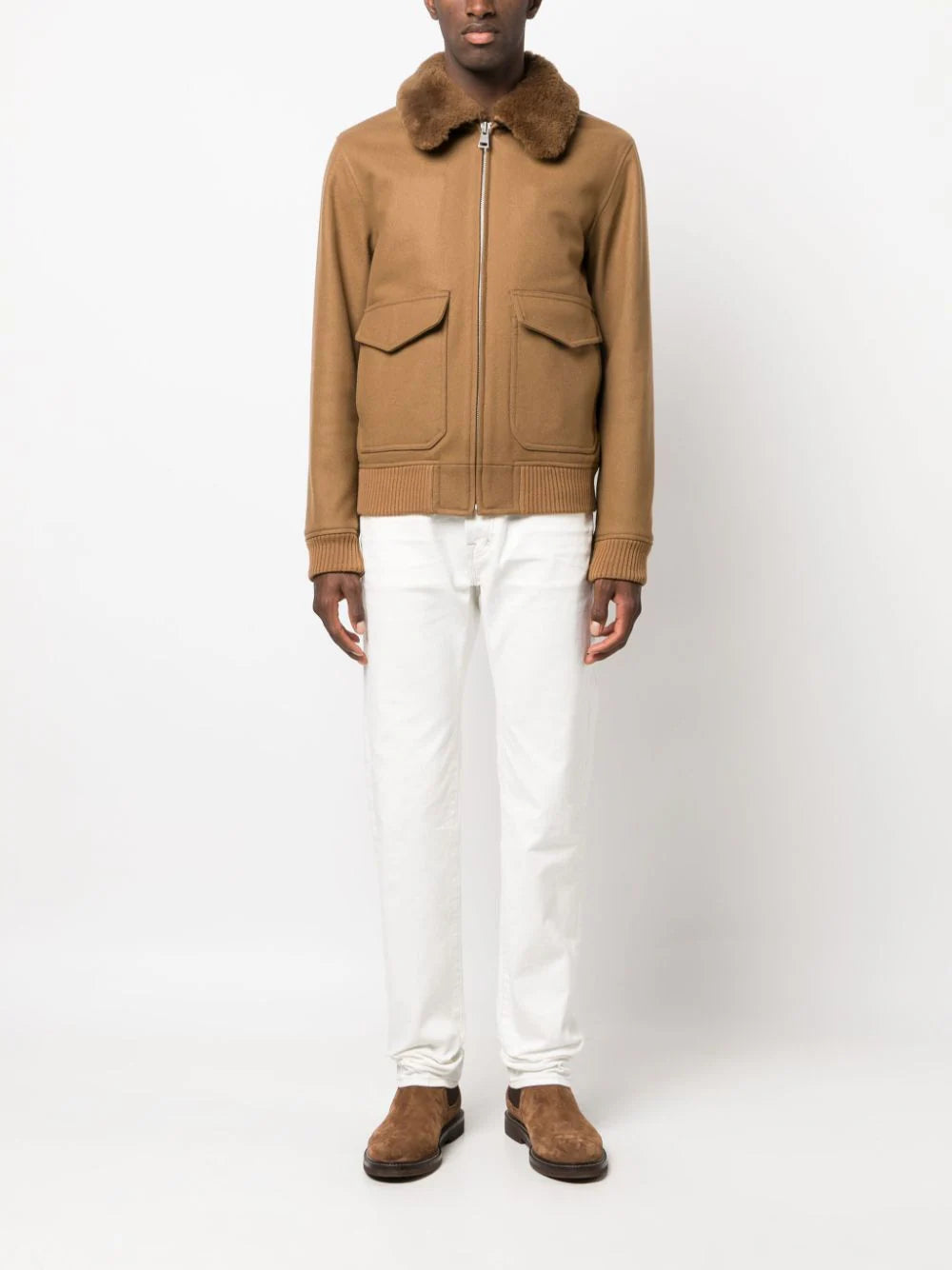 shearling-collar shirt jacket