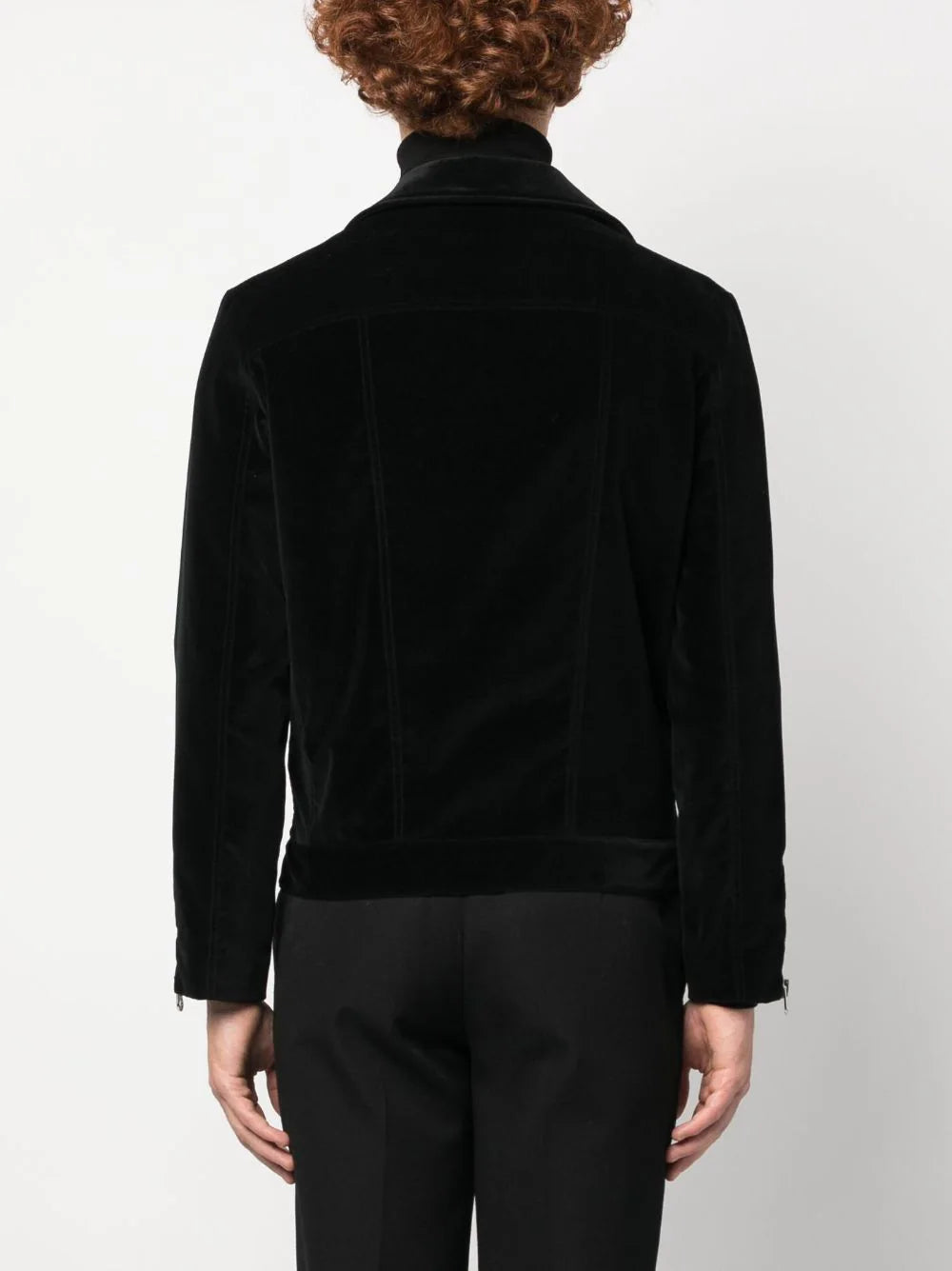 zip-up velvet biker jacket