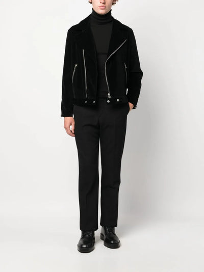 zip-up velvet biker jacket