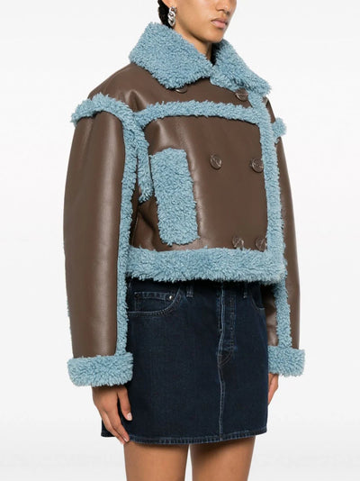 two-tone faux-leather jacket