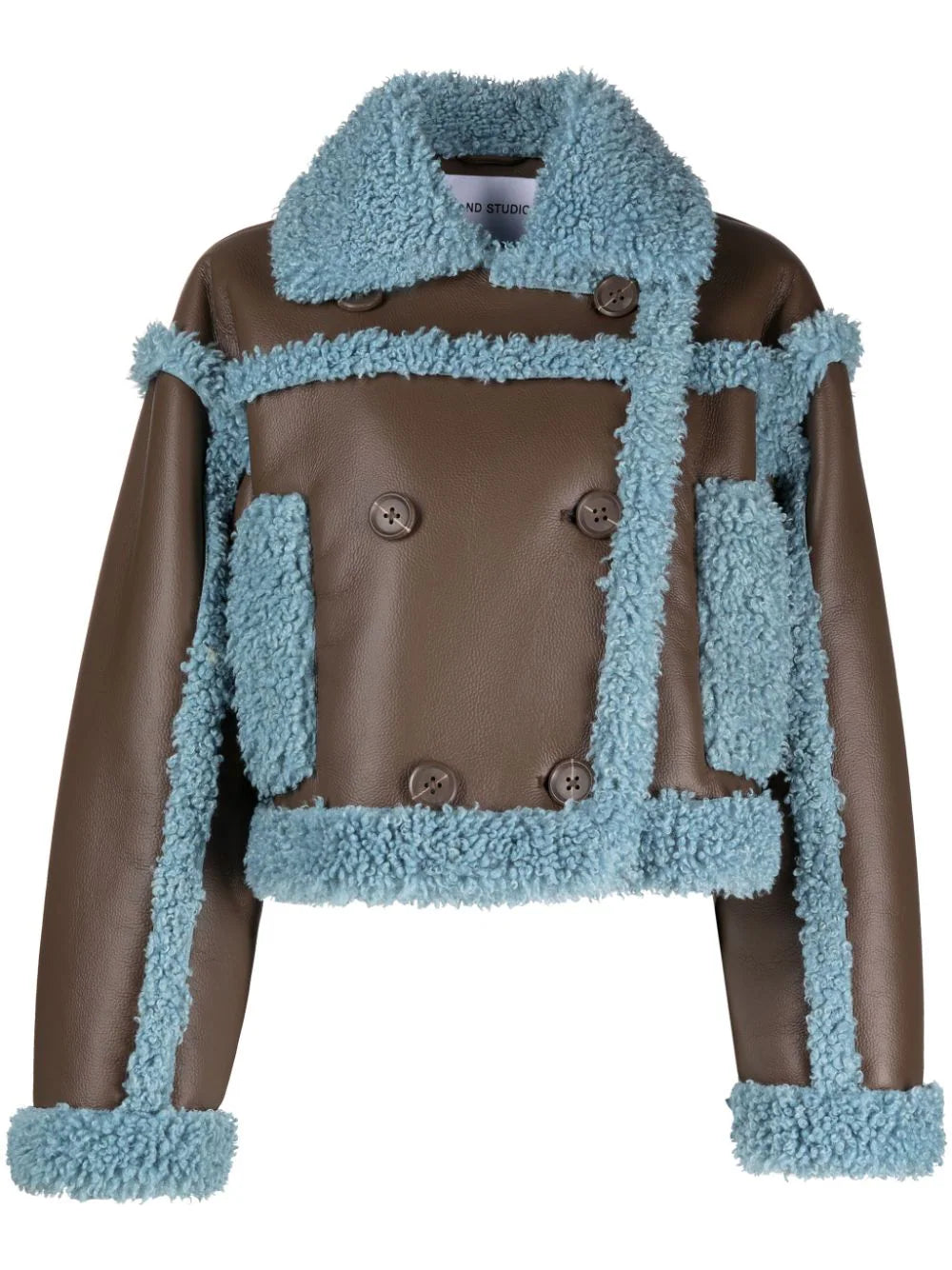 two-tone faux-leather jacket