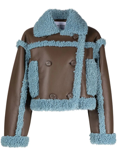 two-tone faux-leather jacket