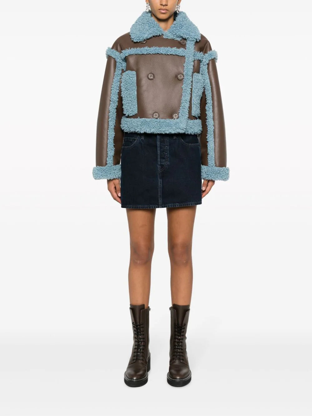 two-tone faux-leather jacket