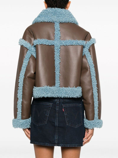 two-tone faux-leather jacket