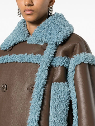 two-tone faux-leather jacket