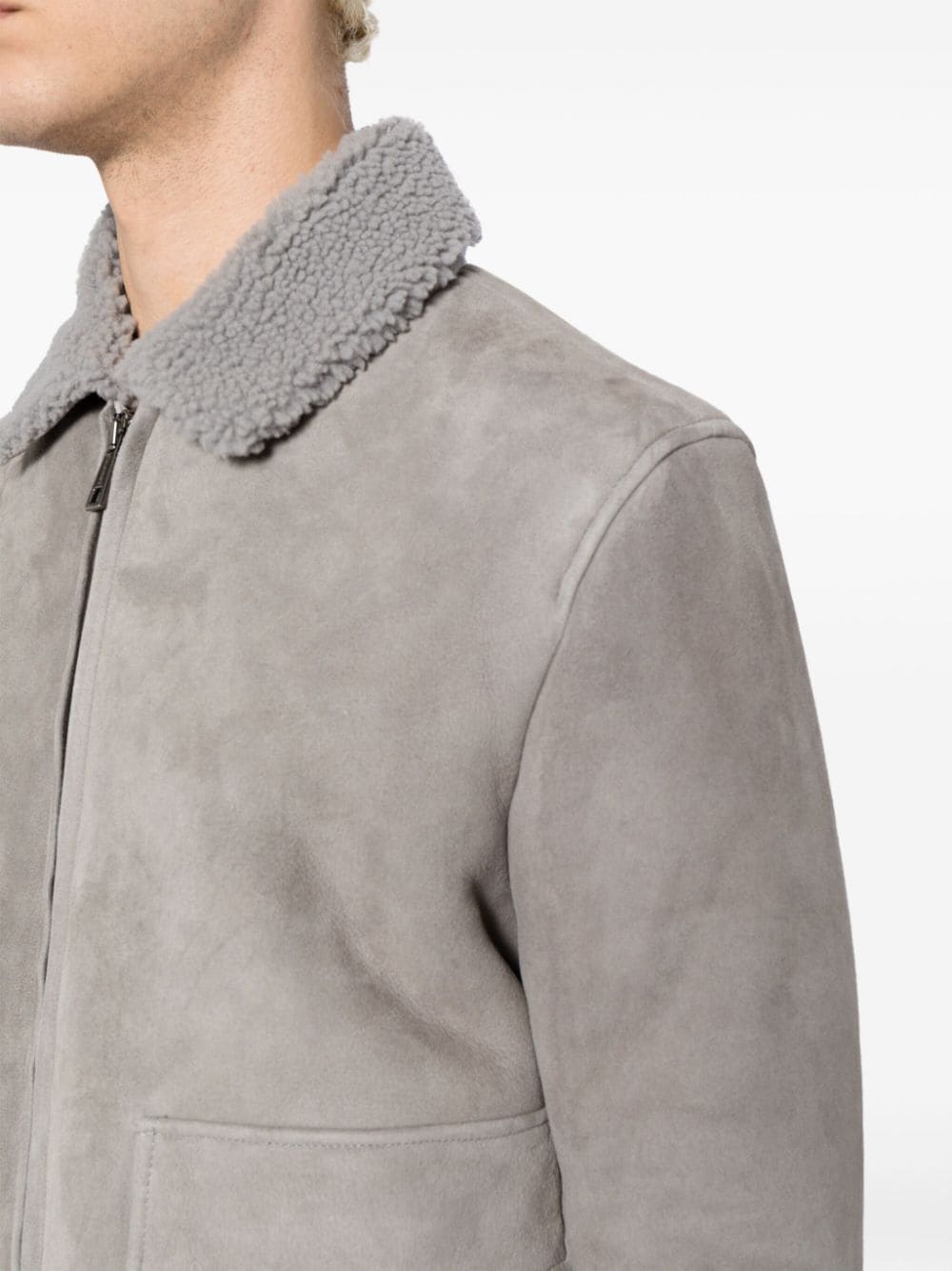 shearling-collar nubuck jacket