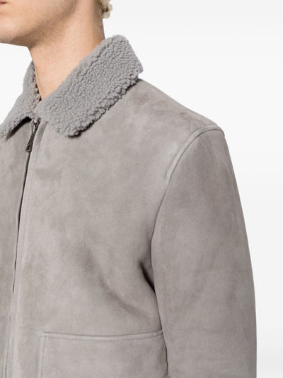 shearling-collar nubuck jacket