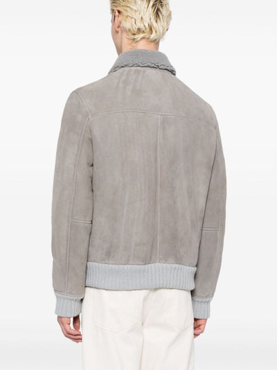 shearling-collar nubuck jacket