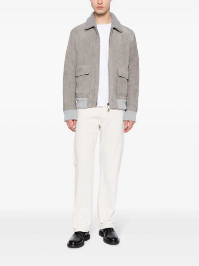 shearling-collar nubuck jacket