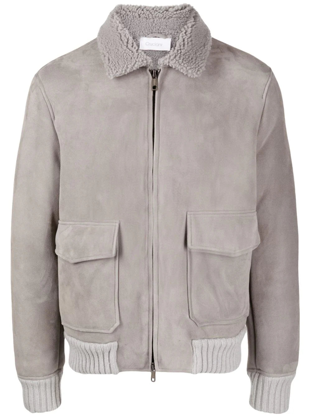 shearling-collar nubuck jacket