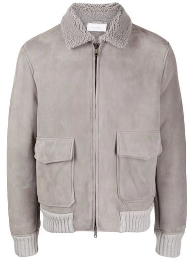 shearling-collar nubuck jacket
