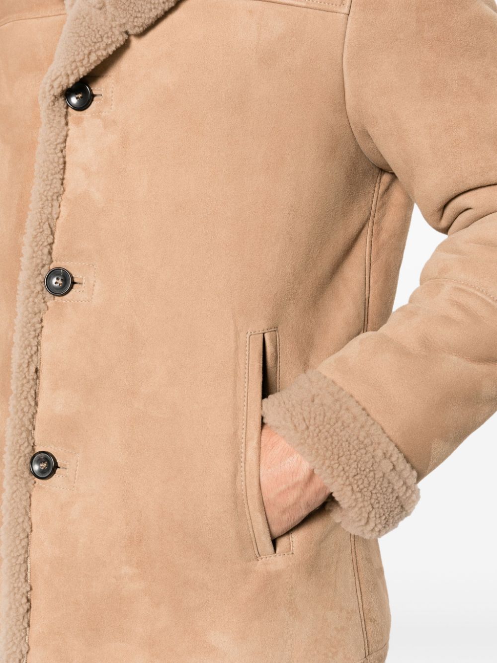 notched-collar shearling jacket