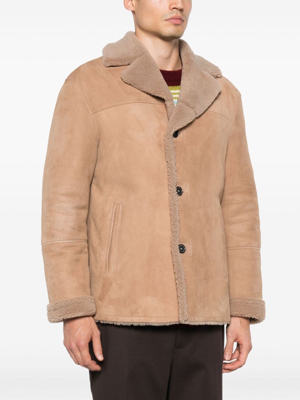 notched-collar shearling jacket