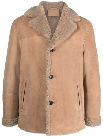 notched-collar shearling jacket