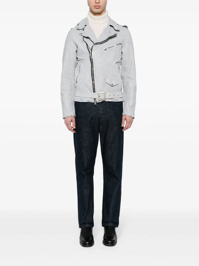 belted leather biker jacket