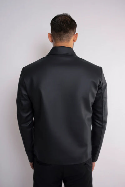 Black Zipper Basic Faux Leather Jacket