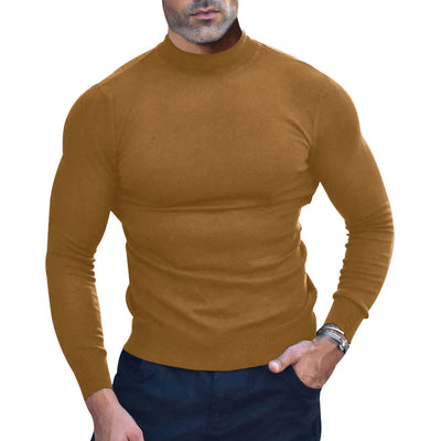 Men's Knitted Cashmere Sweater With Mid-neck For Warmth And Layering