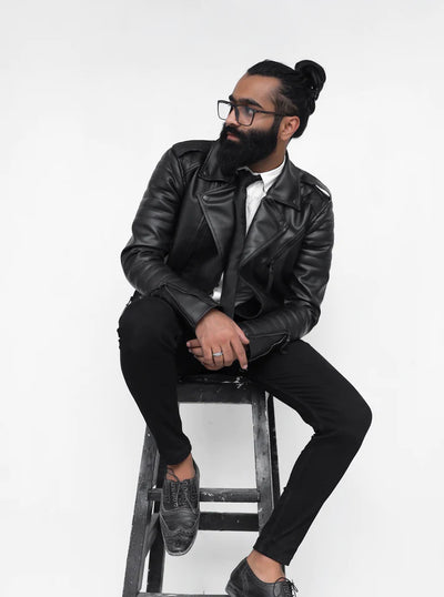 Black Quilted Faux Leather Jacket