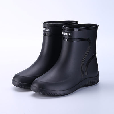 Men's Rain Mid-top Rain Boots Waterproof Non-slip Kitchen Glue Car Wash Work Shoes
