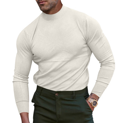 Men's Knitted Cashmere Sweater With Mid-neck For Warmth And Layering