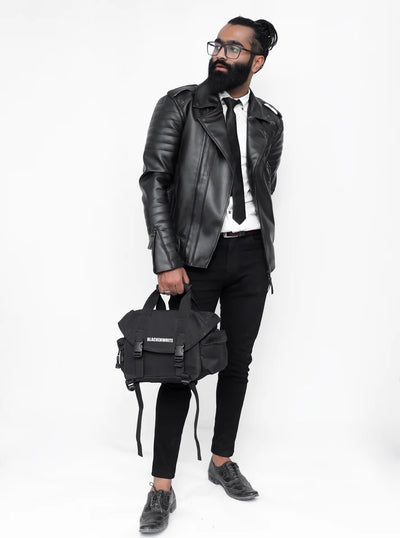 Black Quilted Faux Leather Jacket