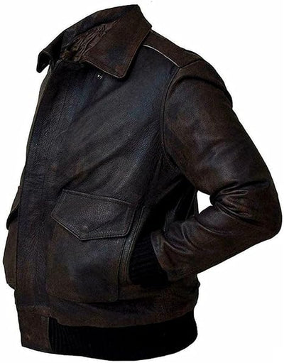 Men’s Aviator A-2 Flight Navy Air Force Leather Jacket