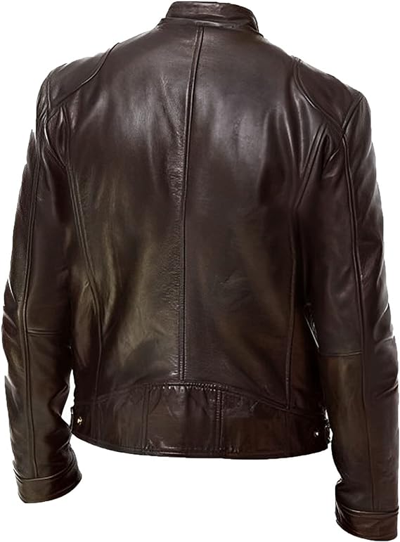 Men's Autumn and Winter Stand Collar Leather Jacket
