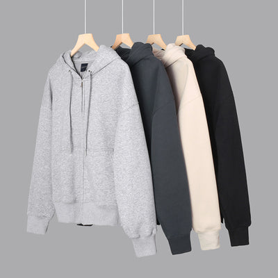 Men's Autumn And Winter Fleece Lined Padded Warm Keeping Zipper Cardigan Casual Sweatshirt