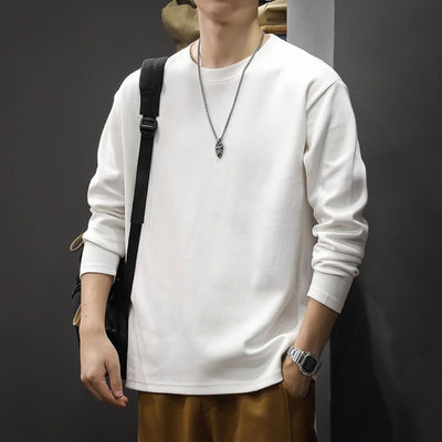 Men's Round Neck Thickened Inner Bottoming Shirt Solid Color Loose-fitting Versatile Top
