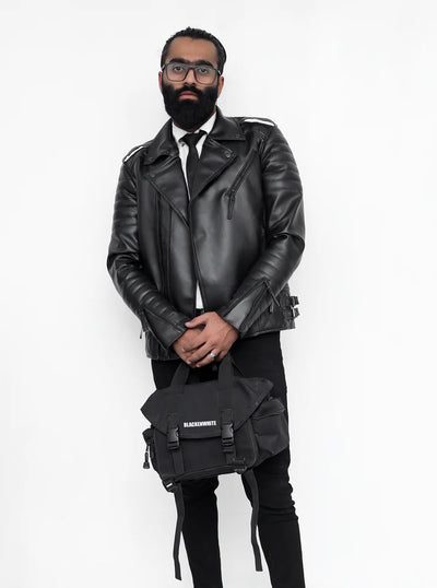 Black Quilted Faux Leather Jacket