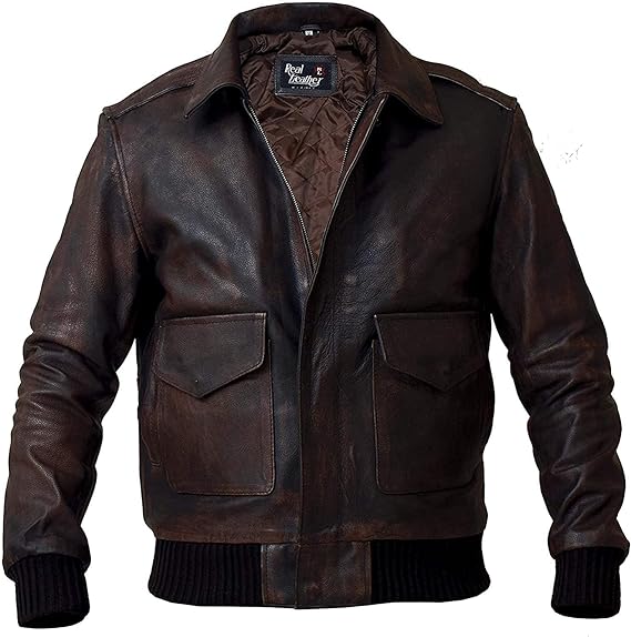 Men’s Aviator A-2 Flight Navy Air Force Leather Jacket